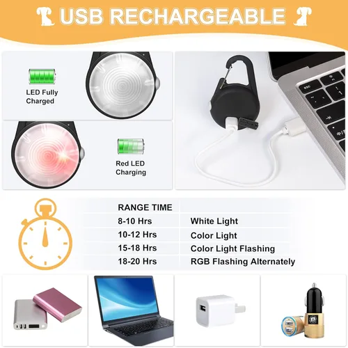 Miniatura 4 de Luz de collar de perro, 4 modos de luces para perro para caminar por la noche, luz de collar de mascota recargable LED para clip nocturno
