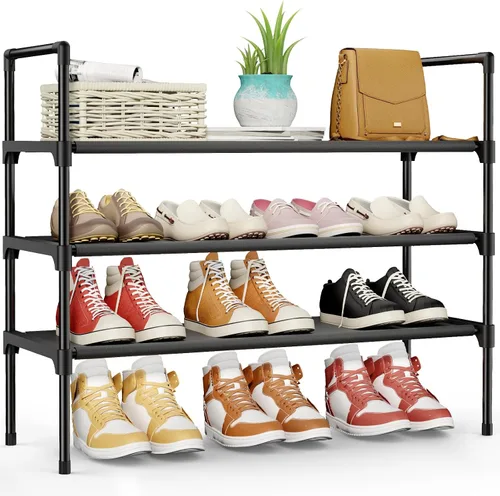 Miniatura 4 de Kitsure Zapatero – Organizador de zapatos de 2 niveles, zapatero para armario, entrada, dormitorio, estante de almacenamiento de fácil montaje