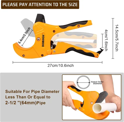 Miniatura 4 de Cortador de tubería de PVC, corta hasta 2-1/2 pulgadas PEX, PVC, PPR, mangueras de plástico y tuberías de plomería, herramienta de corte de PVC