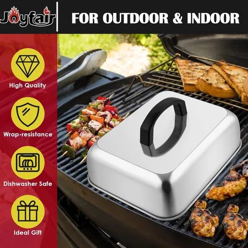 Miniatura 3 de Joyfair - Cubierta para hilvanar quesos de 9 pulgadas (rectangular), tapa de acero inoxidable para fundir, parrilla superior plana, accesorios