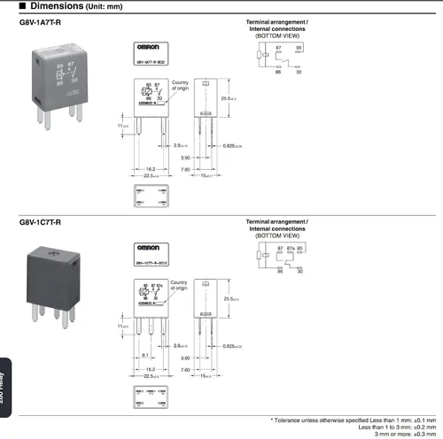 Miniatura 2 de OMRON COMPONENTES ELECTRÓNICOS - G8V-RH-1C7T-R-DC12 (2 Piezas)- RELÉ MICRO AUTOMOTRICO, SPDT, 12VDC, 20A