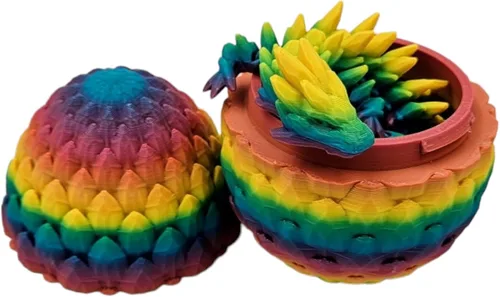 Miniatura 5 de Huevos de Dragón Impresos en 3D con Articulaciones de Gemas - Figuras de Dragón Vibrantes para Alivio de ADHD, Autismo y Ansiedad - Articulaciones