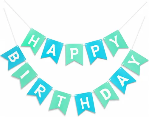 Cartel de feliz cumpleaños azul menta, suministros para decoración de fiesta de cumpleaños de niños, decoración de guardería, 13 piezas