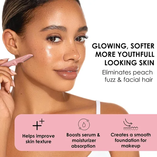 Miniatura 2 de JAPONESQUE Maquinillas de afeitar faciales plegables Dermaplaner - Juego de 3 piezas, kit de maquinilla de afeitar para cejas y cabello facial - Una