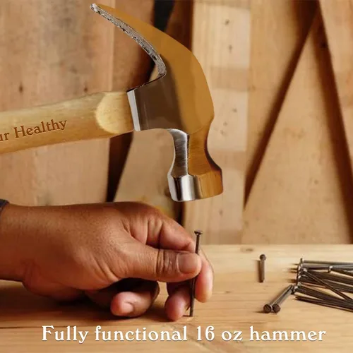Miniatura 6 de Martillo de mango de madera personalizado con texto, martillo de garra personalizado grabado con láser para hombres, papá, marido, padrinos de boda