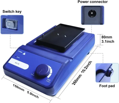 Miniatura 6 de Agitador magnético MX-M 96Well Mezclador de placa de velocidad ajustable Agitador de microplacas Equipo de laboratorio Agitador de mezcla 0-1500 RPM