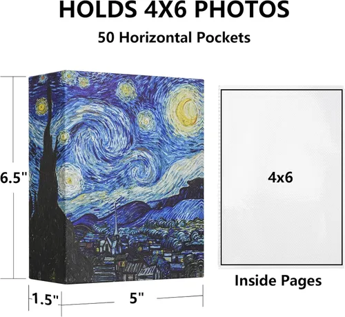 Miniatura 2 de Álbum de fotos de 4 x 6 pulgadas con 50 bolsillos, álbum de fotos pequeño con cubierta de cuero de primera calidad, mini libro de fotos deslizante
