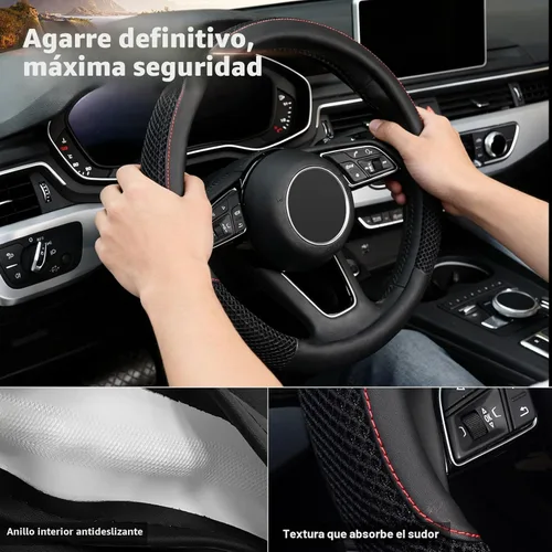 Miniatura 5 de KAFEEK Funda universal para volante, 15 pulgadas, piel de microfibra viscosa, transpirable, antideslizante, cálida en invierno y fresca en verano