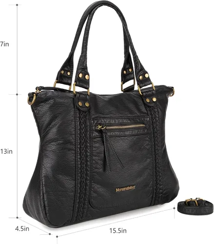 Miniatura 6 de Montana West Washed Leather Hobo Bags for Women Roomy Handbags with Crossbody Strap