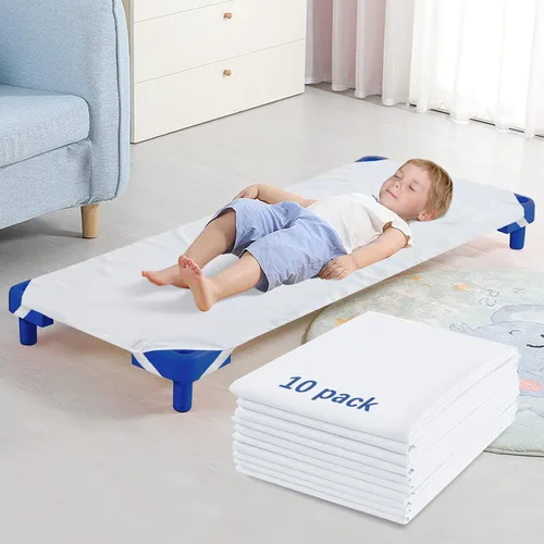 Miniatura 8 de Paquete de 10 sábanas para cuna para guardería, tamaño estándar, se adapta a cuna de 23 x 51 pulgadas, esenciales para guardería, sábana de cuna Gris