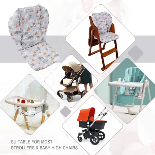 Miniatura 3 de Cojín para silla alta, almohadilla para silla alta, funda para silla alta, ligera y transpirable, suave y cómoda, hace que el bebé se sienta más