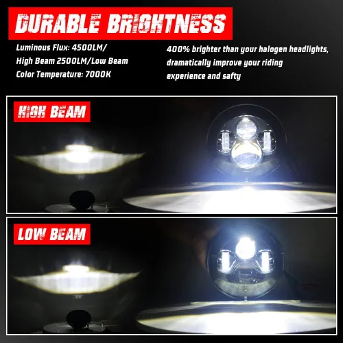 Miniatura 3 de Faro delantero de luz LED de 7 pulgadas para motocicleta compatible con Harley Davidson Street Glide, Road King, Electra Glide, Fat Boy, Heritage