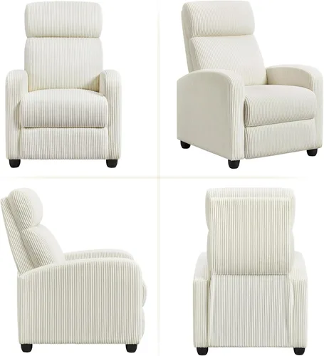 Miniatura 8 de Yaheetech Silla reclinable de pana para sofá individual, asiento de cine en casa, silla reclinable moderna ajustable para sala de estar, dormitorio