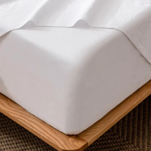 Miniatura 24 de MooMee Sábana bajera ajustable de solo 100% algodón lavado con textura parecida al lino, transpirable, duradera, suave, cómoda, bolsillo profundo