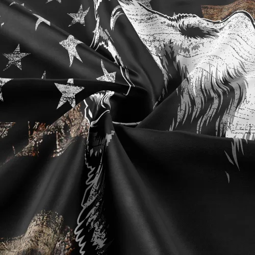 Miniatura 6 de Tapiz de Oso con Bandera Americana Country, Tapiz Rústico de Caza Camo Bass Bear en Blanco y Negro para Colgar en la Pared para Dormitorio de Oso
