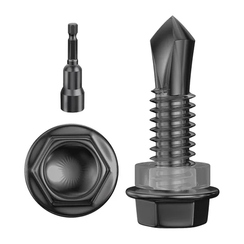 Miniatura 10 de Wensilon (250Pcs) #8×1" Tornillos autoperforantes de cabeza hexagonal con arandela, tornillos de acero inoxidable 410 para chapa metálica, tornillos