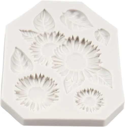 Miniatura 5 de Moldes de silicona de girasol para fondant de hojas de girasol para decoración de pasteles de caramelo de chocolate, decoración de cupcakes, pasta