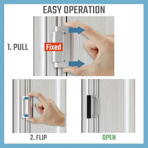 Miniatura 6 de GreaTalent Paquete de 2 cerraduras de refuerzo de puerta de seguridad para el hogar, a prueba de niños, añade alta seguridad al hogar para evitar
