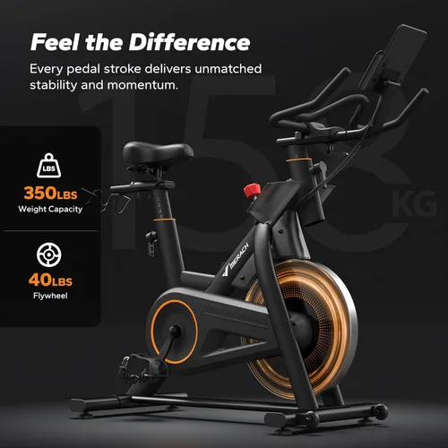 Miniatura 2 de Merach Magnetic Exercise Bike, Heavy Duty Stationary Bike with Automated Resistance, 300 350 Lbs Weight Capacity, Low Noise Indoor Workout Bike for