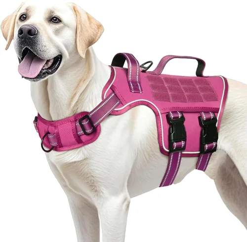 Miniatura 26 de Arnés para perros grandes resistente, arnés táctico sin tirones para perro con sistema Molle, chaleco para perro de servicio fácil de poner y Negro