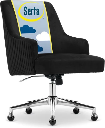 Miniatura 14 de Silla de oficina moderna Serta Scarlett, silla de escritorio de respaldo medio plisado y curvo, cojín de asiento de bolsillo de resorte en espiral