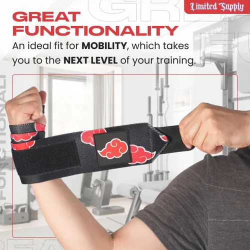 Miniatura 4 de Correas de muñeca de anime de 24" para hombres y mujeres - 1 par cada uno, accesorios de gimnasio que apoyan el levantamiento de pesas y mejoran