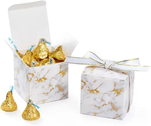 Miniatura 11 de AWELL Caja de dulces de regalo rosa a granel de 2 x 2 x 2 pulgadas con cinta rosa caja de favor de fiesta, paquete de 50 Caja rosa con cinta rosa
