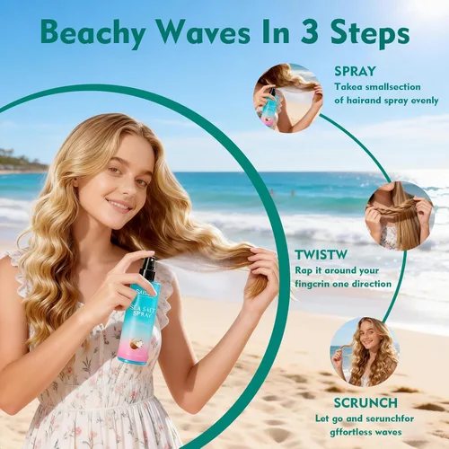 Miniatura 6 de Spray de sal marina para mujeres y hombres, regalos del día de San Valentín, artículos esenciales de viaje, ondas de playa texturizadas y volumen