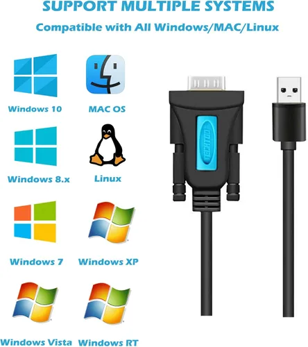Miniatura 2 de TECHTOO Adaptador USB 2.0 a serie RS232, convertidor de cable serie USB con chip Prolífico chapado en oro