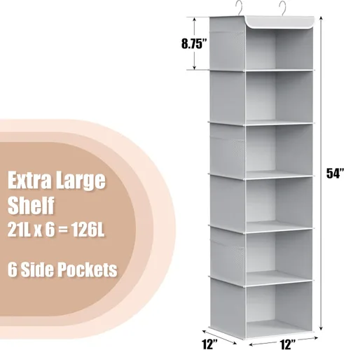 Miniatura 3 de Organizador clóset para colgar estantes Gris