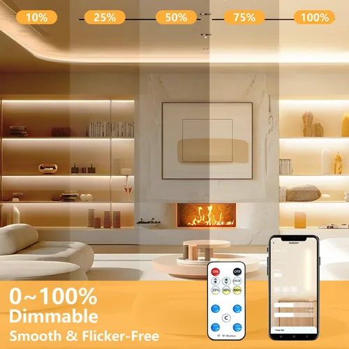 Miniatura 2 de dalattin Tira de luces LED blancas regulables de 50 pies, súper brillante de 24 V, 6500 K, 900 luces LED para dormitorios, espejos, cocina