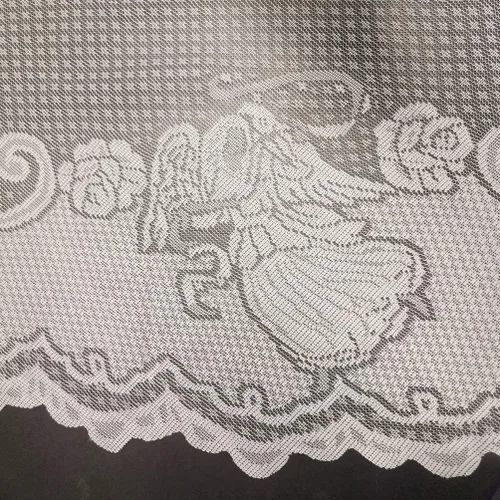 Miniatura 2 de Christmas White Lace Rectangular Tablecloth with Angel for Parties, Weddings, Baby Showers, Dining Tables, 60 x 84 Inches