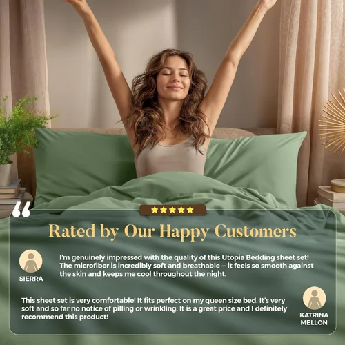 Miniatura 195 de Utopia Bedding Juego de sábanas Queen – Sábanas de 4 piezas para cama tamaño Queen, microfibra suave y transpirable, incluye 1 sábana bajera, 1 Gris