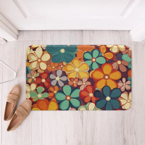 Miniatura 4 de Erosebridal Groovy - Tapete de baño de microfibra para fiesta de los años 70, tapete de baño 3D floral arcoíris 3D, tapete de baño bohemio hippie