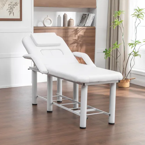 Miniatura 8 de Hohuqeri Cama de masaje profesional de 73 pulgadas, mesa de tratamiento con reposacabezas extraíble, mesa de terapia física estacionaria de piel