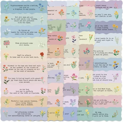 50 unidades de etiquetas adhesivas de fe, calcomanías para diario de la Biblia, calcomanías estéticas de flores silvestres basadas en la fe,