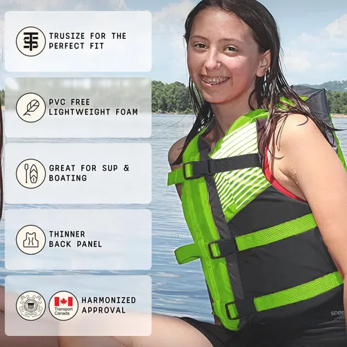 Miniatura 4 de Stohlquist Chaleco salvavidas Fit Youth – Aprobado por la Guardia Costera, PFD de alta movilidad, espuma de flotabilidad, totalmente ajustable