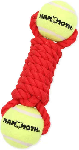 Mammoth - Juguete de cuerda para masticar con pelotas de tenis, juguete interactivo de algodón y poliéster para perros, juguete interactivo para