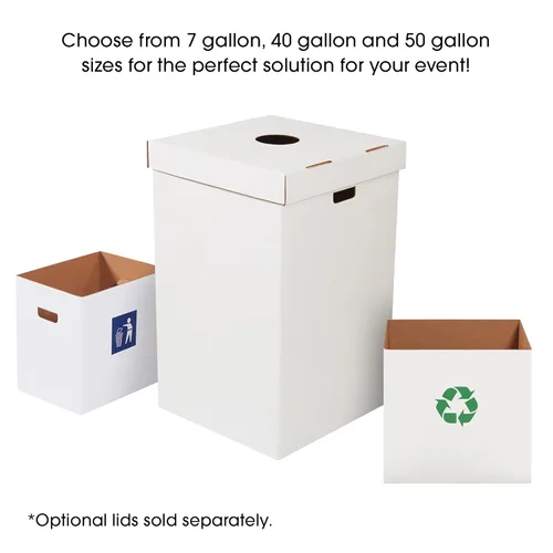 Miniatura 5 de Box USA Basurero de cartón corrugado de 40 o 50 galones y tapas para contenedores de reciclaje (paquete de 10) de 18 pulgadas de largo x 18 pulgadas