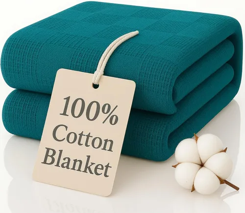 Miniatura 15 de JMR - Manta de punto gofre, 100 % algodón, tamaño Queen, ligera, tejida de punto gofre, para cama, sofá y sofá, transpirable, cómoda para todas