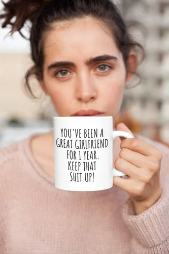 Miniatura 6 de 1 Año Aniversario Novia Taza Regalo Divertido Para Novia Primera Relación De Citas Pareja Juntos Café Taza De Té