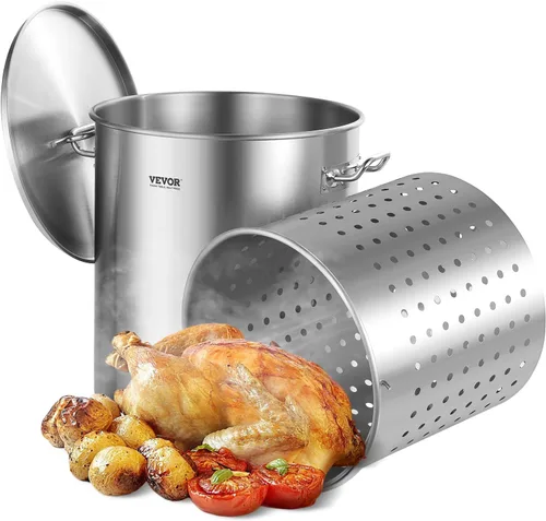 Miniatura 11 de VEVOR Olla de acero inoxidable, ollas de cocina de 24 cuartos, olla de salsa con tapa y asa, olla de grado comercial resistente, tratamiento