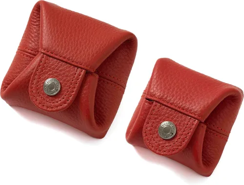 Cockatoo Monedero de cuero genuino para cambio, mini billetera con bolsillo a presión para hombres y mujeres, Rojo (Aurora Red), Casual