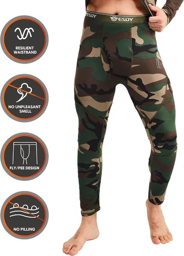 Miniatura 3 de CL convallaria Conjunto de ropa interior térmica para hombre con bragueta larga, capa base, equipo de caza de invierno, parte superior e inferior