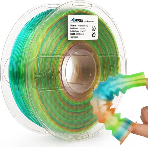 Miniatura 10 de AMOLEN Filamento de impresora 3D de TPU 95A, 0.069 pulgadas que brilla en el verde oscuro, filamento de impresión 3D flexible de TPU suave, alta