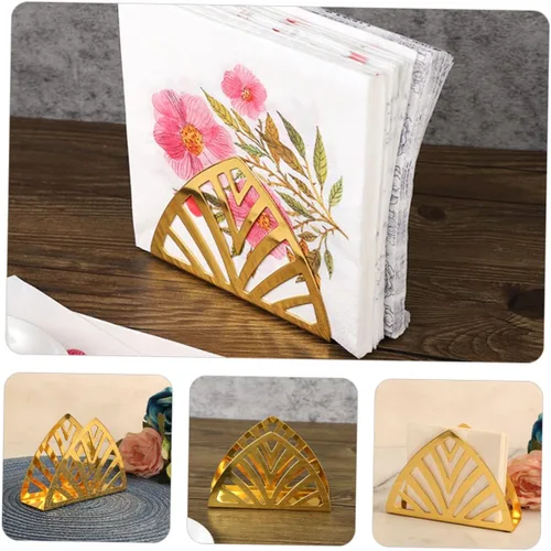Miniatura 6 de Ciieeo Servilletero de metal dorado con forma geométrica decorativa para mesa de restaurante, práctico soporte de hierro con bordes lisos