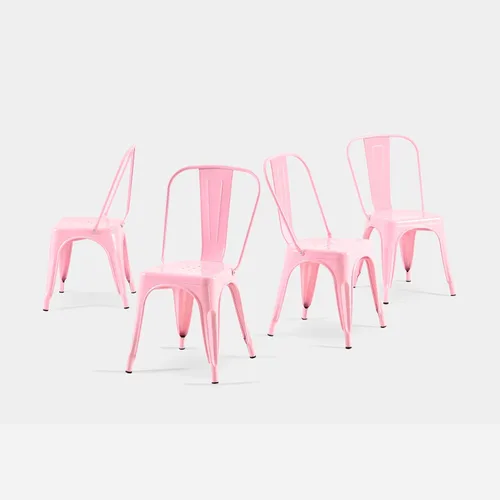 Miniatura 12 de AC Pacific Sillas de comedor de metal industrial de 18 pulgadas de altura, asiento apilable de cocina o bar, diseño moderno y duradero, muebles