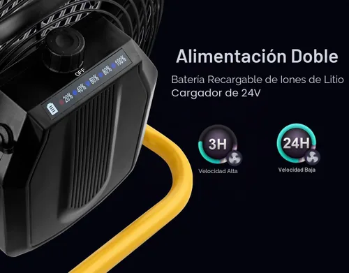 Miniatura 4 de Geek Aire Ventilador de suelo recargable de alta velocidad para acampar al aire libre, ventilador portátil de 16 pulgadas con hoja de metal
