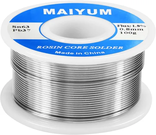Maiyum 63-37 Alambre de soldadura con núcleo de estaño y plomo para soldadura eléctrica (0.8mm 100g)