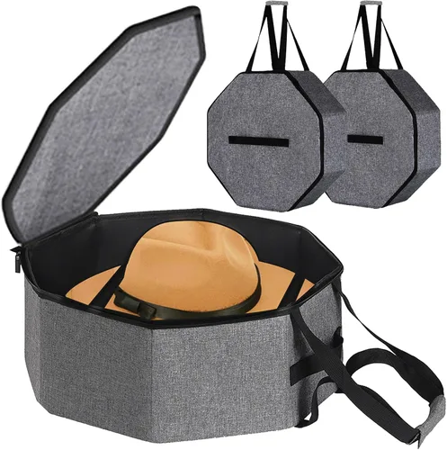 Miniatura 10 de Caja de Almacenamiento de Sombreros, Cajas de Sombreros para Almacenamiento de Mujeres, Soporte de Sombreros Vaqueros para Viajes, Estuche Portador